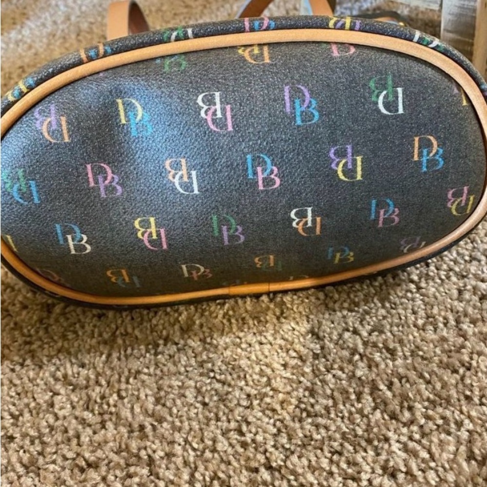 Dooney & Bourke Brown Multi-Color Logo Bucket Tote - Picture 2 of 4